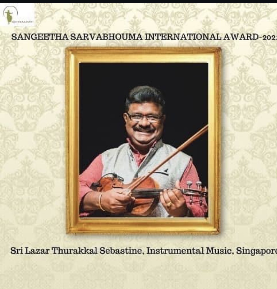 Sangeetha Sarvabhooma International Award for Sri Lazar Thurakkal Sebastine